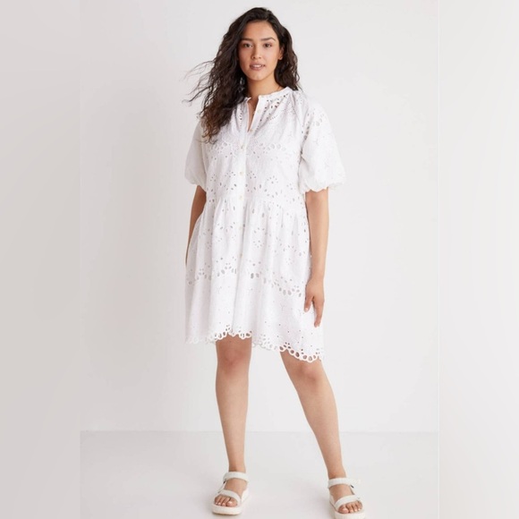 Anthropologie Tallulah Eyelet Mini Dress in White - Size L